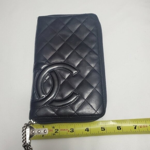 Authentic Chanel Cambon Long Zip Around Wallet Black Pink Organizer - Picture 14 of 14